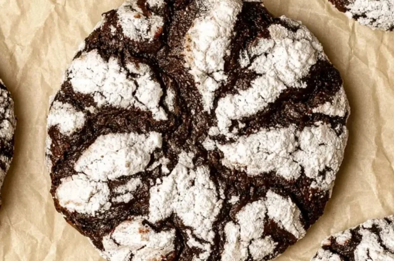 Delicious Chocolate Crinkle Cookies with a crackly surface and fudgy center.