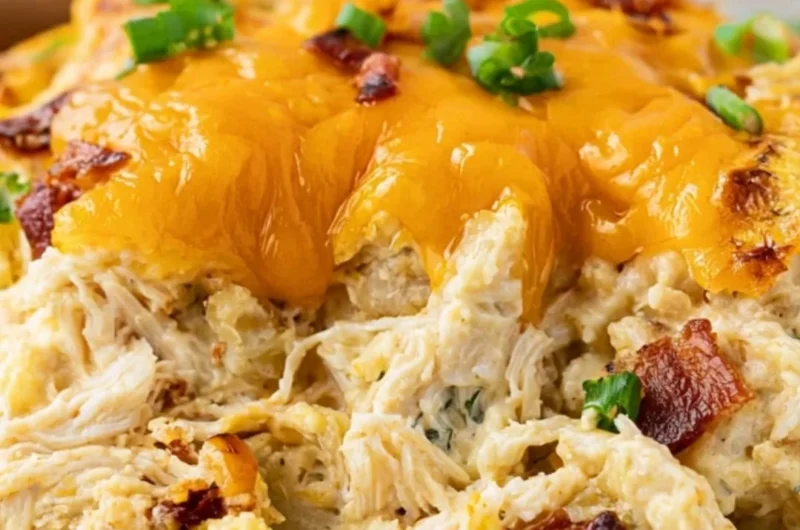 Delicious Crack Chicken Casserole freshly baked in a dish