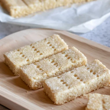 Delicious homemade Scottish shortbread cookies arranged on a plate