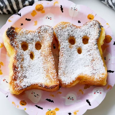 Festive kid's Halloween breakfast with spooky-themed pancakes and treats