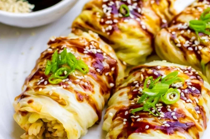 Delicious Napa Cabbage Rolls from Little Bear Produce served on a plate