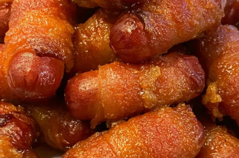 Plate of Bacon Wrapped Little Smokies appetizer