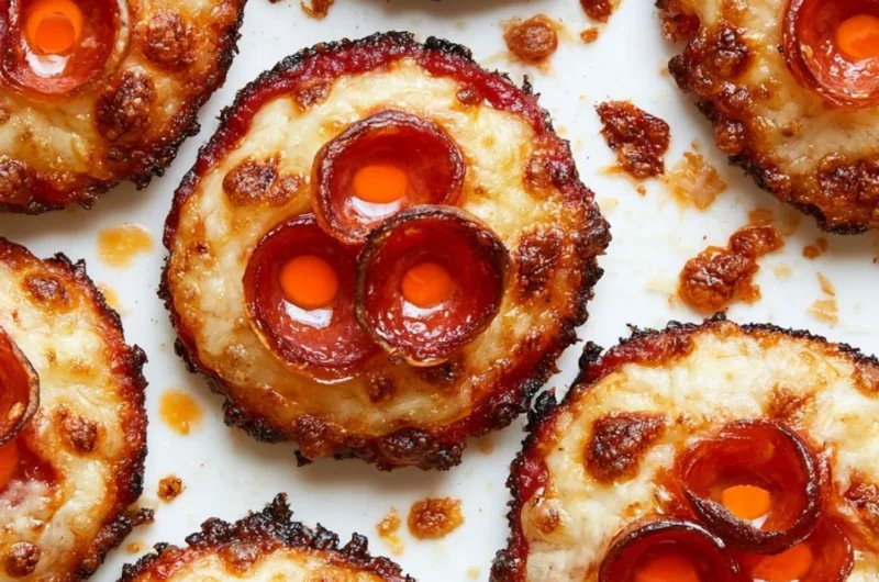 Cheesy pizza bites made with three ingredients, perfect for satisfying snack cravings.