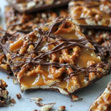 Delicious Salted Caramel Pretzel Bark with chocolate and sea salt
