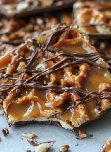 Delicious Salted Caramel Pretzel Bark with chocolate and sea salt